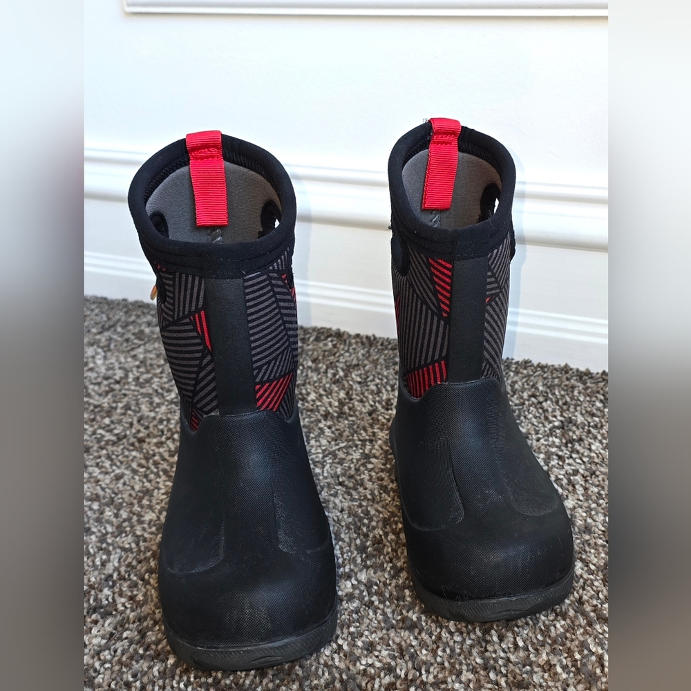 Bogs Black and Red Kids Waterproof Boots